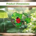 Plant Suncatcher Glass, Stained Glass Suncatcher Plant Window Hanging, Unique Nature Lover Gifts Leaf (Leaves & Ladybug)