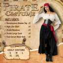 Women Pirate Costume with Peasant Blouse Off Shoulder Trumpet Sleeve Tops Victorian Steampunk Skirts, XXL