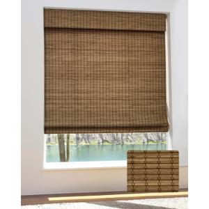 Cordless Bamboo Roman Shades for Windows, Blinds Size (29.5" W 64" H) Colour (Highfield Teak)