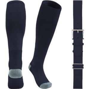 QBK Youth Baseball Socks & Belt Combo Set for Kids 2-16 Years -Softball/Tee Ball Accessories (1 Pair + 1 Belt, Unisex) (5-7 Years)