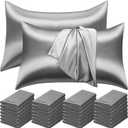 Macarrie 30 Pcs Silk Pillowcase Bulk Queen Satin Pillowcase for Hair and Skin, 20" x 30" Silk Pillow Cases Satin Pillow Case Breathable Cooling with Envelope Closure for Bedding Sleeping Gifts(Grey)