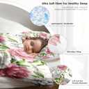 Pamnest Comforter Set Twin Size, Floral Botanical Flower Soft 2 Pcs Bedding for Kids and Adults, Peony Vintage Red Rose Comforter Set with Pillowcase, for Bedroom Bed Decor