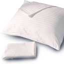 FeelAtHome 100% Cotton Pillow Protector with Zipper Waterproof Pillow Case Covers - 20x26 Inches (Pack of 4, Standard) - Noiseless Pillowcase Encasement - Zippered Pillow Protector - 20 x Pillow Cover, White
