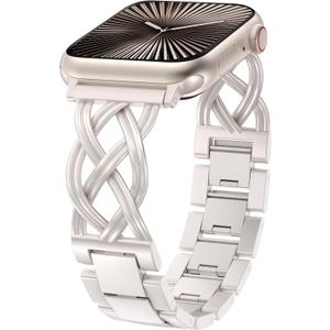 TOYOUTHS Dressy Bracelet Compatible with Apple Watch Bands 38/40/41/42/44/45/46/49mm Women, Celtic Stainless Steel Metal Fancy Nice Pretty Strap for iWatch Series 11 10 9 8 7 6 5 4 Ultra/SE 3 2 1 (Starlight)
