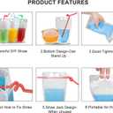 100 Pcs Drink Pouches with 100 Straw Holes, Freezable Juice Pouches, Translucent Reclosable Zipper Plastic Pouche Drink Bags for Cold & Hot Drinks for Adults and Kids