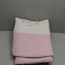 115L Extra Large Blanket Basket for Living Room - Woven Cotton Rope Laundry Hamper with Reinforced Handles - Storage Bin for Pillows, Comforters & Toys - Machine Washable,White&Pink