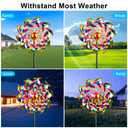 54" H Solar Wind Spinner Outdoor Metal Garden Decor - Kinetic Windmill Yard Art with Color-Changing LED Lights & Sparkling Gemstone - Waterproof Solar Pathway Lights for Lawn, Patio & Garden Gifts
