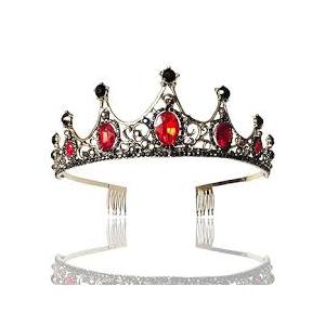 Hair Jewelry Crown Tiaras for Women Trendy Wedding Crown Royal Bridal Tiara Bride Crown Pageant Red Green Pink Headband Princess Hair Jewelry Ornament by (Color : Light Green) (Red)