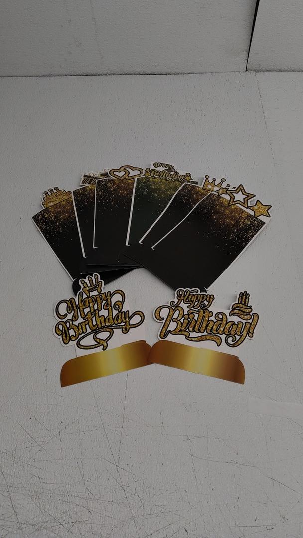 8 PCs Gold And Black Happy Birthday Table Accessories