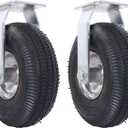 10 Inch Pneumatic Casters Set of 4 (2 Swivel/2 Rigid),Heavy Duty Casters,Tolerable 1300 LBS,Rubber Knobby Tread for Workbench, Cart, Trolley,Wagon and Shelves