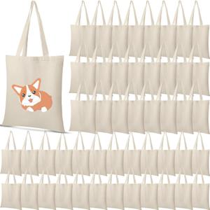 Mimorou 48 Pcs Sublimation Cotton Tote Bags Blank Canvas Bag Bulk Reusable Grocery Bag with Handles for Sublimation DIY Holiday Christmas Operation Gift,13 x 15 Inch