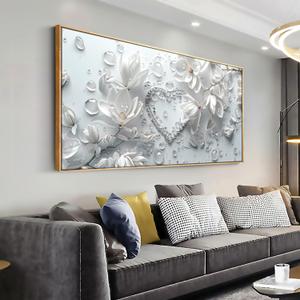 youkuart Wall Art Modern Flowers Artwork Love Heart Wall Decor White Canvas Prints for Living Room Bedroom Dining Room Home Office Decor Large Framed Ready to Hang 20"x40"