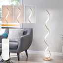 EIDISUNY Modern Spiral Floor Lamp for Living Room, Bedroom & Office - 3 Color Temperature LED with Remote & Foot Switch, Dimmable 48W (Gold)