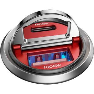 MRGLAS 2-Pack 90W USB C Car Charger,[Super Mini Metal] Car Charger Fast Charging Adapter PD+QC3.0 Dual Port Type C Car Cigarette Lighter USB Compatible iPhone 16 15 14 Pro Max iPad S25-Red