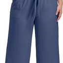Womens Plus Size Ultra Lux Comfort Any Wear Wide Leg Pant, Navy Blue Pants 3XL