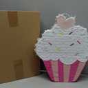Sosation 15.7" Cupcake Piata for Birthday Party Supplies with Stick, Blindfold and Confetti for Kids Girls Baby Shower Candy Donut Ice Cream Piata Party Supplies Party Decoration Prop(Cute)