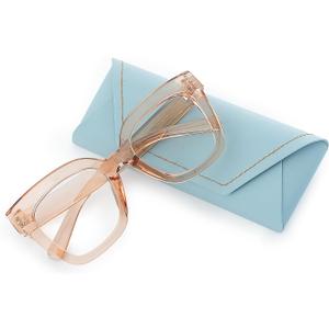 Trendy reading glasses Blue Light Blocking Impact Resistant Lenses TR90 frame oversized readers (Tawny)