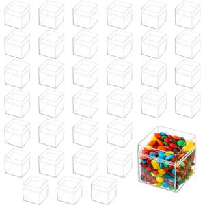 36 Packs 2''x2''x2'' Acrylic Box with Lids for Storage Display, Acrylic Cube Containers for Halloween Storage, Christmas Ornaments, for Candy Pill, Tiny Jewelry, Cosmetics, Party Favor