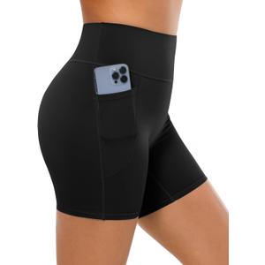 BRXL No Front Seam High Waist Women Biker Shorts 3.6"/5"/8" Buttery Soft with Pocket Spandex Workout Volleyball Yoga Pilates (Black) XL