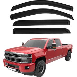 LIKDIKDIK Black Window Visors Rain Guards Deflectors for 2014-2018 Chevy Silverado 1500 & GMC Sierra 1500, 2015-2019 2500HD 3500HD Crew Cab, 4-Piece Out-Channel Vent Visors,Truck Accessories