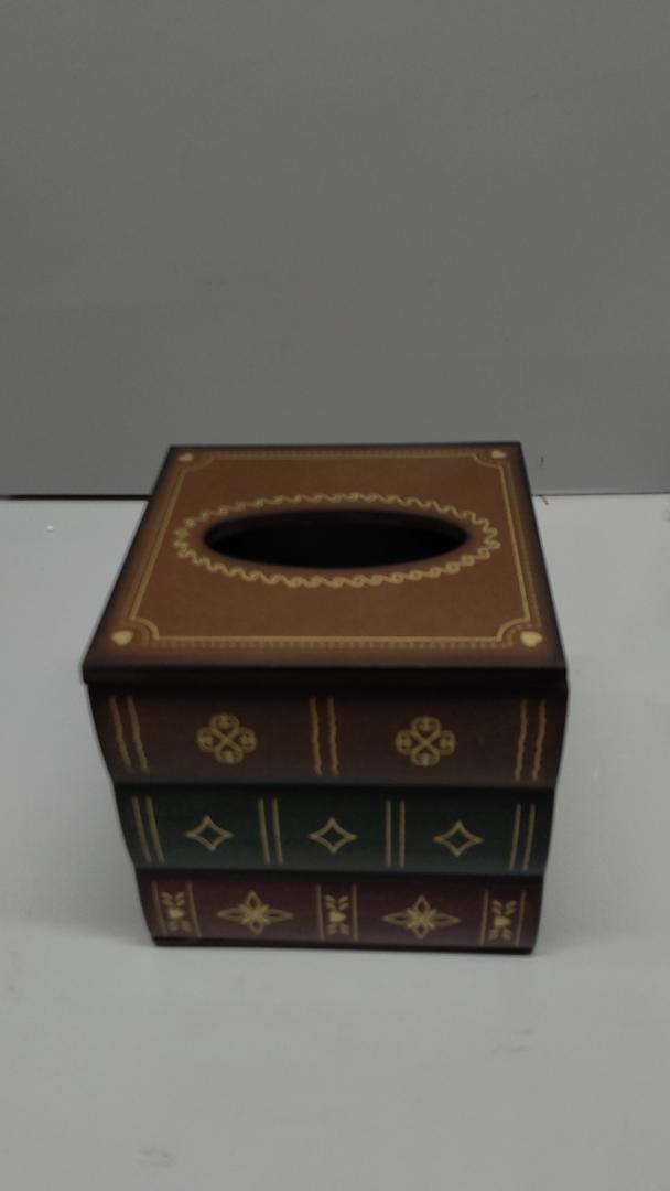 Crafted Classical Retro Wooden Antique Book Tissue Box Cover Square Tissue Holder Dispenser Paper Cover Case Napkin Holder Home Decor for Bathroom Living Room Office car Kitchen (Brown)