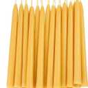 24 Pack Natural Beeswax Taper Candles in Bulk 10 inch Tall - Dripless Candle 100% Pure Unscented Beeswax, 8 Hours Long Burning Time -Yellow