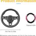 Osilly Bling Car Steering Wheel Cover, 15 Inch Rhinestones Soft Leather Elastic Steering Wheel Protector, Sparkly Crystal Diamond for Women Girls, Car Interior Accessories for Most Cars (Pink)