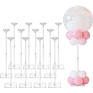 12 Pack Clear Acrylic Balloon Stand Kit, 23.6 Inch Reusable Balloon Sticks Holder With Base Perfect for Tabletop Centerpiece Party Event Decorations (23.6" 12 Pack)