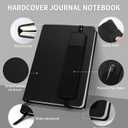 3 x Lined Journal Notebook for Work, A5 Stripe Leather Notebook with Polyester Pen Sleeve, 100GSM/160 Pages Thick Paper, Daily Journals for Writing, School, Note Taking, Business, Travel, College Ruled (Black)