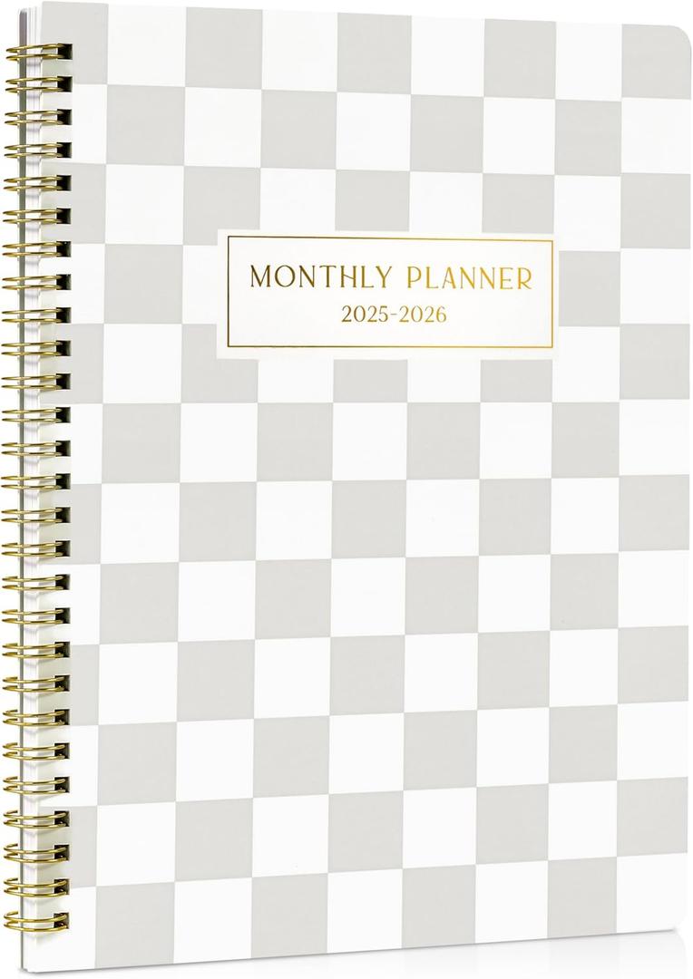 Beautiful Checkered 2025-2026 Monthly Planner and Calendar Book - To Do List Notebook That Easily Organizes Your Tasks to Boost Productivity - Runs From January 2025 Until December 2026 (Beige)