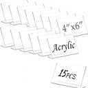15 Pcs 4 x 6 Inch Food Labels for Party Buffet, Acrylic Clear Chalkboard Signs for Buffet Display, Small Acrylic Food Tabletop Chalkboards for Bakery Table Display, Food Display, Pastry Tags