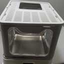 Enclosed Cat Litter Box with Lid Top Exit Covered Metal Stainless Steel Litter Box Leak Proof & Odorless Easy to Clean Including Cat Litter Scoop and Litter Mat (Gray)