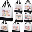 Sweetude 8 Pack Teacher Appreciation Bag Canvas Tote Bag Bulk Rainbow Teachers Day Thank You Gifts Graduation