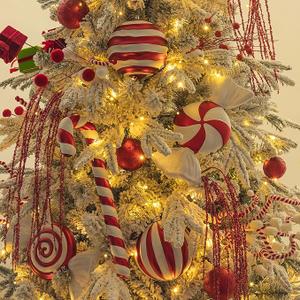 KI Store Extra Large Christmas Candy Ornaments 12-inch 6-Inch Red and White Christmas Tree Decorations for Christmas Tree Decor