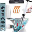 HimaPro High Pressure Toilet Plunger Air Drain Blaster Kit White Handle- Unclog Toilets, Kitchen Sinks, Shower Drains, and Pipes with Ease - Bonus Drain Snake Included
