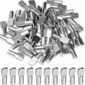 FANDAMEI 5mm Shelf Pins, Cabinet Shelf Pegs for Shelves, Pegs for Cabinet Shelves, Spoon Shape Nickel Plated Shelf Support Pegs, Cabinet Pegs, 60 PCS (Silver)