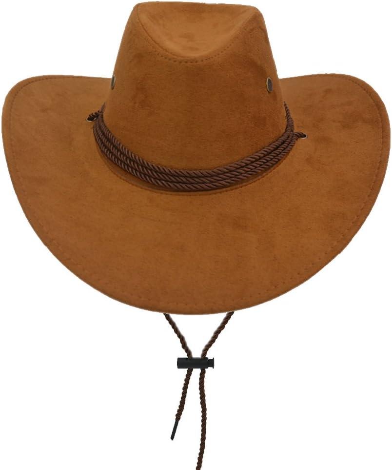 Adult Western Suede Hat Cowboy Outdoorsman Hat Travelling Summer Cap (Brown)
