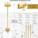 2-Pack Pendant Lights Kitchen Island, 8" Brushed Gold Hanging Light Fixtures with Clear Glass Shade, Modern Brass Kitchen Pendant Lighting Over Island for Dining Room, AD-24024-1P2L-GD