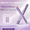 Upgrade 3-in-1 Nail Care Pen, Cuticle Pusher Pen Cuticle Oil Pen for Nails, Cuticle Pusher Nail Oil Pen with Ceramic Tip for Hangnails, Moisturize Strengthen Nails Care (2 Pcs)