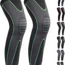 Full Leg Sleeves Long Compression Leg Sleeve Knee Sleeves Protect Leg, for Man Women Basketball, Arthritis Cycling Sport (4X-Large (1 Pair), 01_Green)