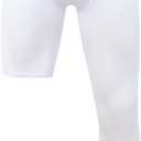 Youth Boys One Leg Compression Pants Kids Sports Tights Athletic Base Layer Leggings for Basketball Underwear (White, M)