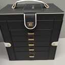 KAMIER Jewelry Box for Women, 6-Layer Large Jewelry Organizer Box with Mirror & 5 Drawers for Rings, Earrings, Necklaces, Bracelets,Black