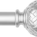 TONIAL Silver Curtain Rod 32 to 120 Inches, 7/8 Adjustable Curtain Rods for Windows 20 to 116 Inches, Splicing Drapery Rods Decorative with Netted Texture Finials