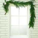 Jutom 2 Pcs 6 ft Christmas Norfolk Pine Garland Artificial Greenery Cedar Garlands with Pine Cones Winter Christmas Decorations for Mantle Seasonal Indoor Home Holiday Fireplace Decor