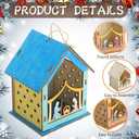 DoubleFill 24 Pcs Christmas Nativity Painting Craft Kits for Kids Nativity House Religious Craft for Kids Make Your Own Jesus House DIY Wooden Christian Christmas Ornaments for Art Sunday School