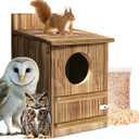 Squirrel Houses Owl House Bird Houses for Outside, Owl Box Birdhouses for Outdoors, Wooden Bird Nesting Boxes with Shavings for Wildlife Lovers, Easy Assembly Required, Brown