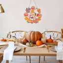 Soochat Hello Fall Wreaths, Fall Door Wreath, Wooden Fall Door Sign Hanging Pumpkin Maple Leaf Wreath with Autumn Sign for Thanksgiving Fall Harvest Outdoor Indoor Party Decor