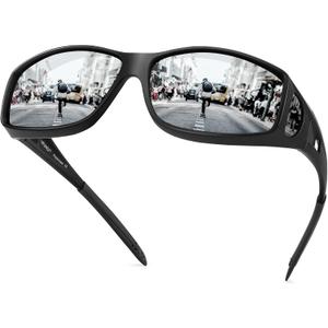 URUMQI Polarized Sunglasses Fit Over Glasses for Men Women, Wraparound Sun Glasses UV400 Protection for Driving Fishing