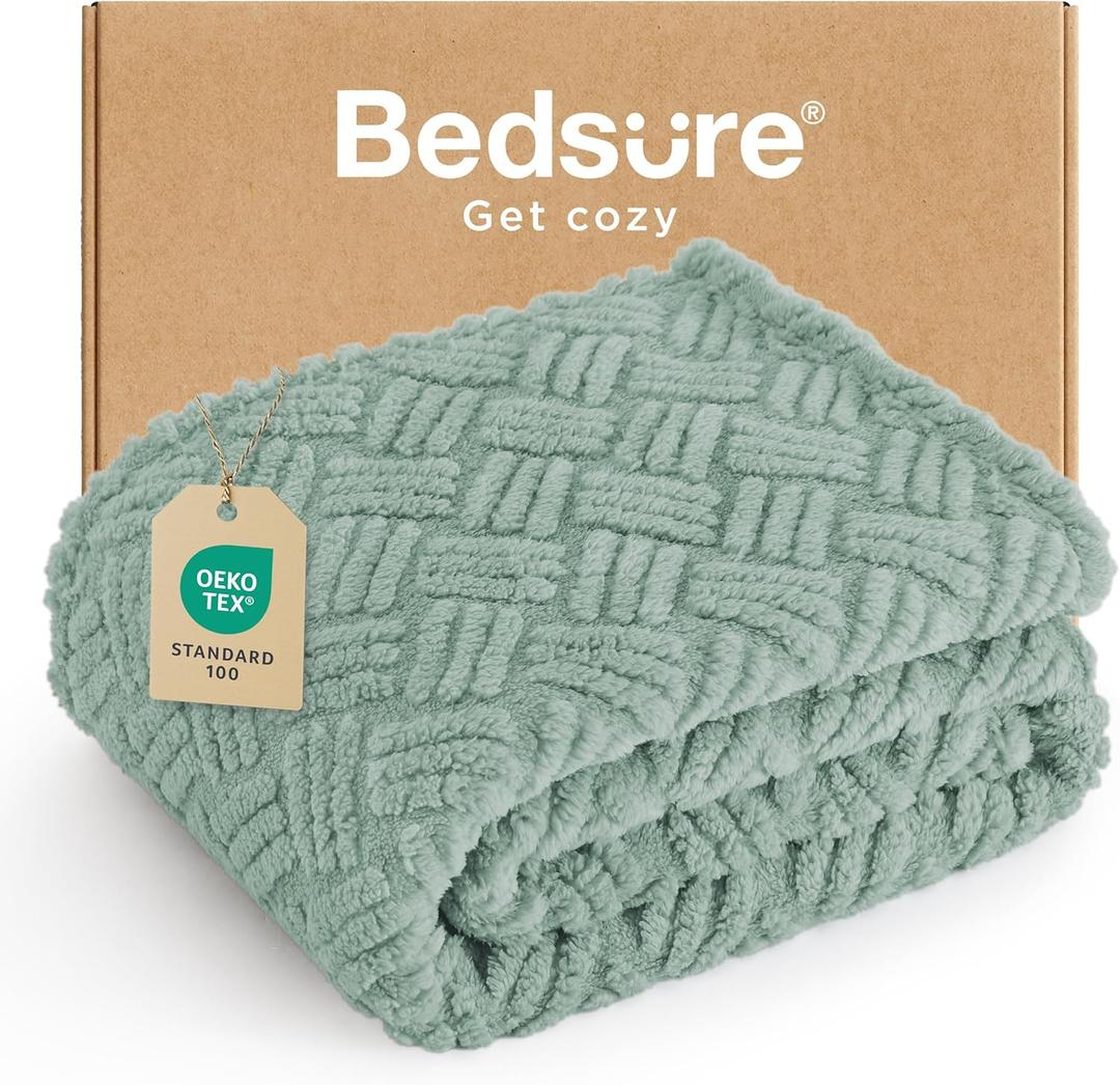 Bedsure Sage Green Throw Blanket for Couch - Super Soft Cozy Summer Blankets for Women, Cute Small Fleece Throws for Girls, Decor for Home Bed, Chair & Sofa, Travel, 50x60 Inches