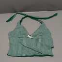 seamoly Red Gingham Floral Printed Halter Tie Side Chic Tankini Set (Small, Deep Green)